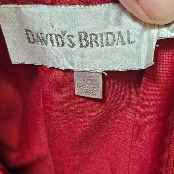 David’s Bridal Strapless High-Low Chiffon Dress – Apple Red, Size 14 - Picture 7 of 9